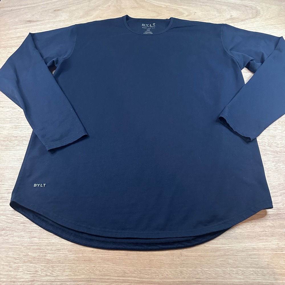 BYLT Premium Basics Drop Cut Lux Long Sleeve Shirt Mens XXL Black